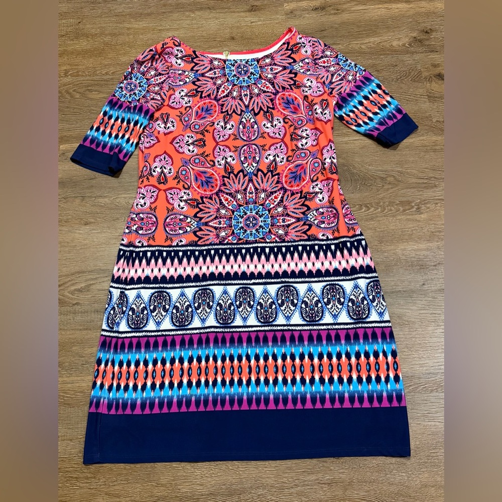 Eliza J Paisley Printed Shift Dress in Vibrant Colors - Picture 2 of 9